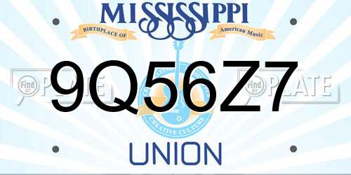 9Q56Z7 Mississippi License Plate