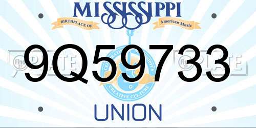 9Q59733 Mississippi License Plate