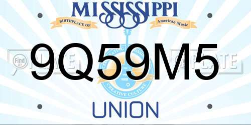 9Q59M5 Mississippi License Plate