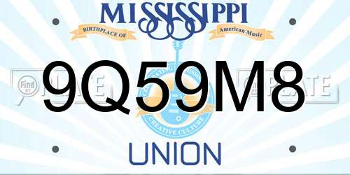 9Q59M8 Mississippi License Plate