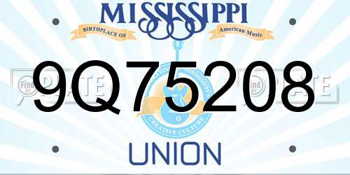 9Q75208 Mississippi License Plate