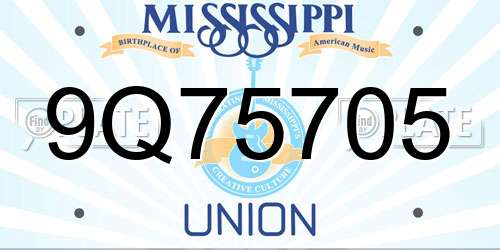 9Q75705 Mississippi License Plate