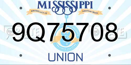 9Q75708 Mississippi License Plate