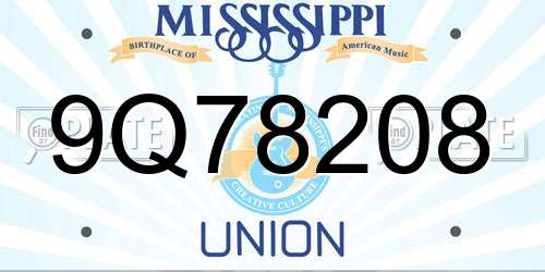 9Q78208 Mississippi License Plate