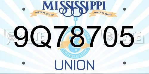 9Q78705 Mississippi License Plate