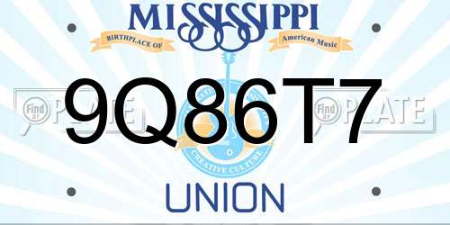 9Q86T7 Mississippi License Plate