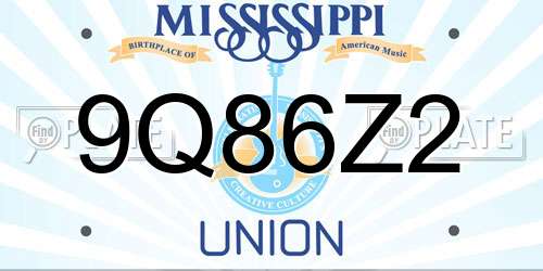 9Q86Z2 Mississippi License Plate