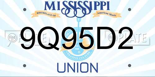 9Q95D2 Mississippi License Plate