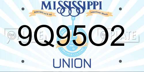 9Q95O2 Mississippi License Plate