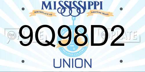 9Q98D2 Mississippi License Plate