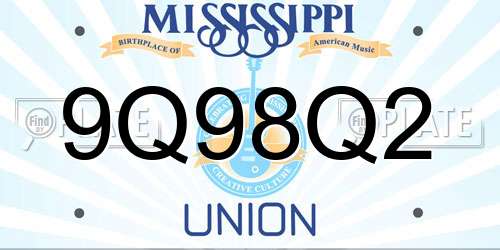 9Q98Q2 Mississippi License Plate