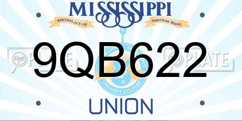 9QB622 Mississippi License Plate