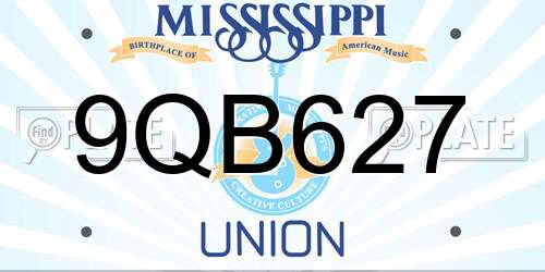 9QB627 Mississippi License Plate