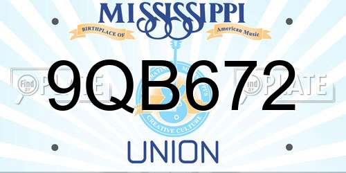 9QB672 Mississippi License Plate