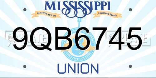 9QB6745 Mississippi License Plate