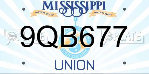 9QB677 Mississippi License Plate