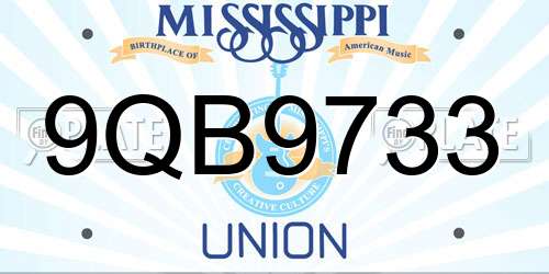 9QB9733 Mississippi License Plate