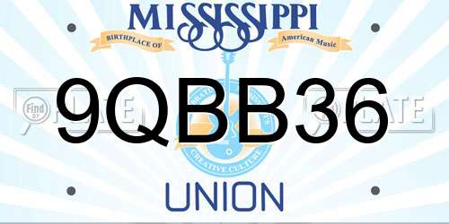 9QBB36 Mississippi License Plate