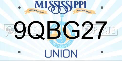9QBG27 Mississippi License Plate