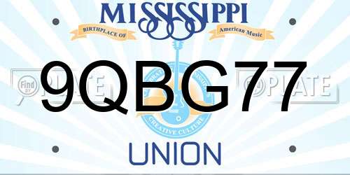9QBG77 Mississippi License Plate
