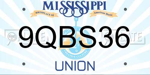9QBS36 Mississippi License Plate