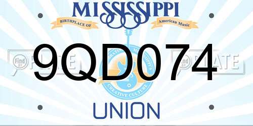 9QD074 Mississippi License Plate
