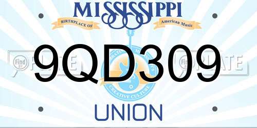 9QD309 Mississippi License Plate