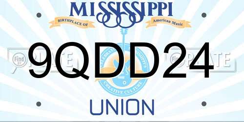 9QDD24 Mississippi License Plate
