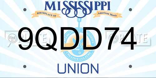 9QDD74 Mississippi License Plate