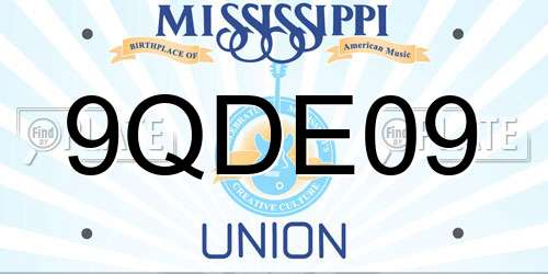 9QDE09 Mississippi License Plate