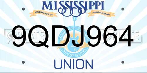9QDJ964 Mississippi License Plate