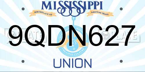 9QDN627 Mississippi License Plate