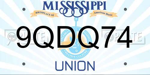 9QDQ74 Mississippi License Plate
