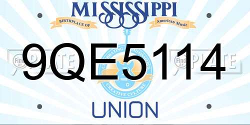 9QE5114 Mississippi License Plate