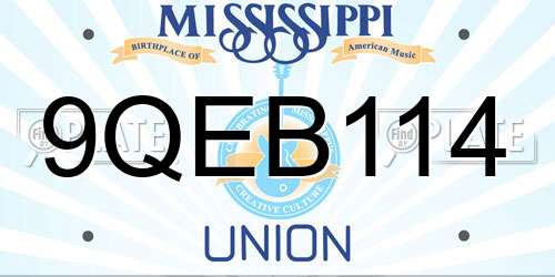 9QEB114 Mississippi License Plate