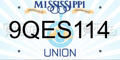 9QES114 Mississippi License Plate
