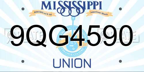 9QG4590 Mississippi License Plate