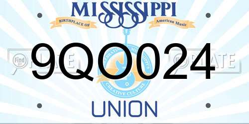 9QO024 Mississippi License Plate