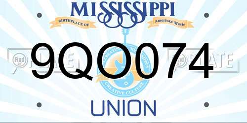 9QO074 Mississippi License Plate