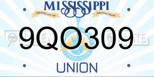 9QO309 Mississippi License Plate