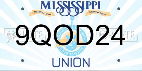 9QOD24 Mississippi License Plate