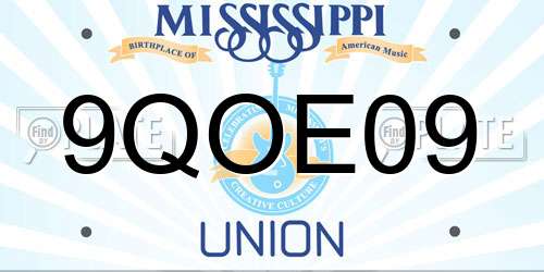 9QOE09 Mississippi License Plate