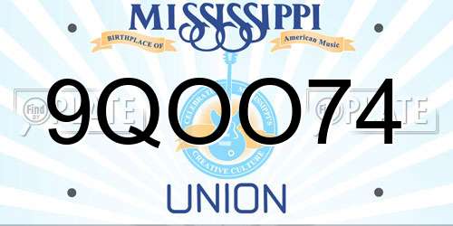 9QOO74 Mississippi License Plate