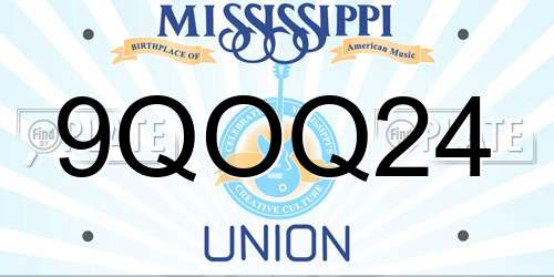 9QOQ24 Mississippi License Plate