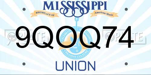 9QOQ74 Mississippi License Plate