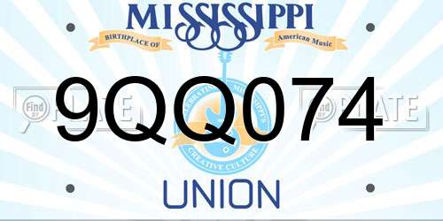 9QQ074 Mississippi License Plate