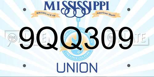 9QQ309 Mississippi License Plate