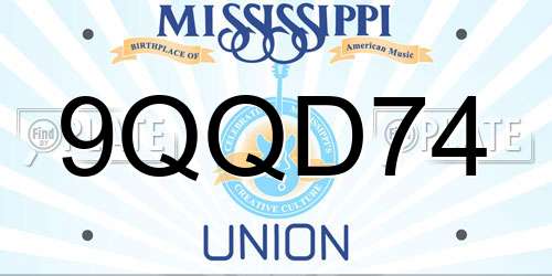 9QQD74 Mississippi License Plate
