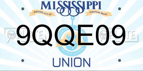 9QQE09 Mississippi License Plate