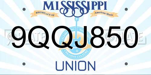 9QQJ850 Mississippi License Plate